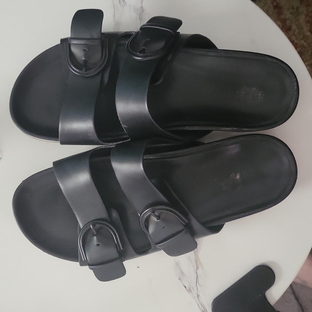 Marc Fisher leather mules Kristane Slide buckle Shoes Black